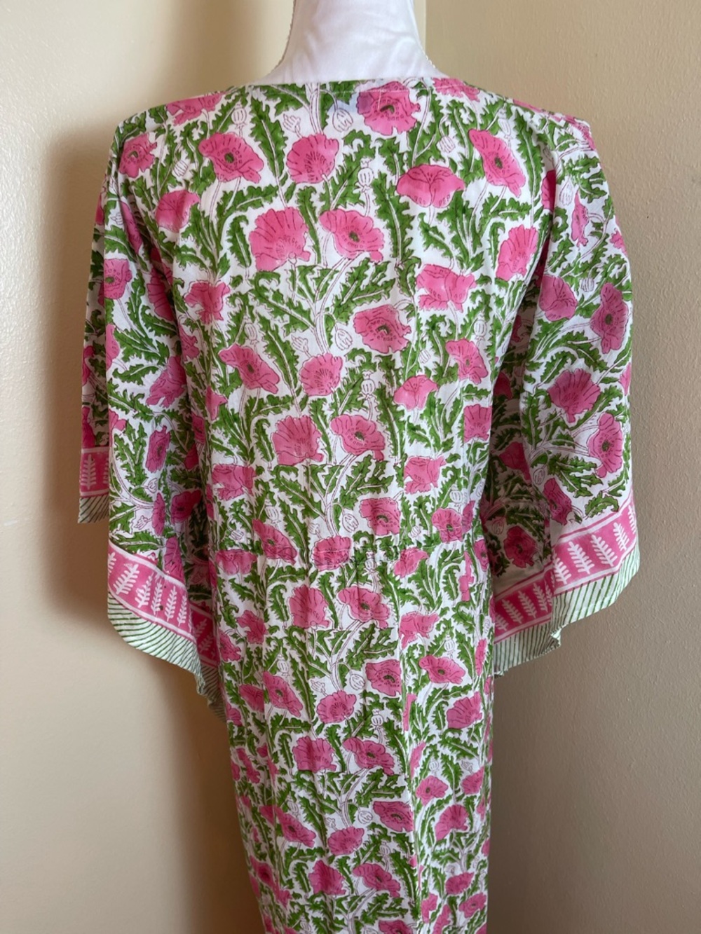 Boho Floral Caftan Maxi Dress Cotton Kaftan Resort Vacation Folk Print Artsy OS - Picture 10 of 14
